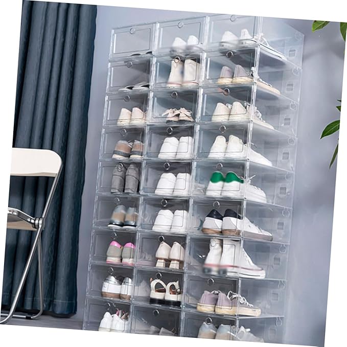 Unomor 4pcs Shoe Box Set Stackable Shoe Storage Boxes Bin for Organization Material Space-saving Storage