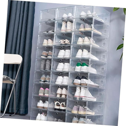 Unomor 4pcs Shoe Box Set Stackable Shoe Storage Boxes Bin for Organization Material Space-saving Storage