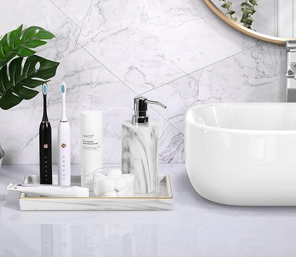 Luxspire Bathroom Vanity Tray, 11" Marble Ceramic Bathroom Trays for Counter, Bath Tray for Dresser, Kitchen Counter Tray, Perfume Tray, Bathroom Accessories, Medium, Marble White