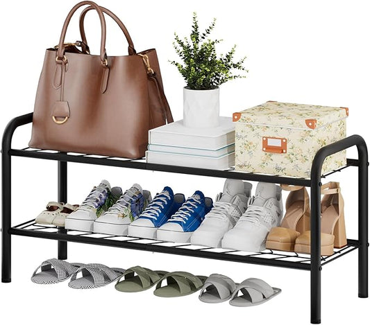 viewcare Shoe Rack for Closet, 2-Tier Long Shoe Rack for Entryway & Garage, Sturdy Metal Construction, Shoe Organizer Holds 6-10 Pairs