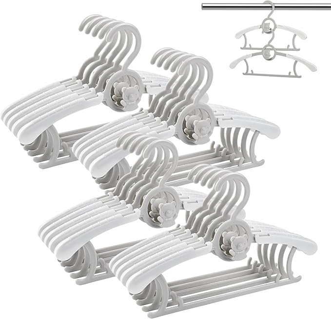 HGYZE Baby Nursery Closet Hangers, Ultra Thin Non-Slip and Extendable Laundry Infant Pant Hanger for Newborn Clothes - 20pcs Grey Gift - Adjustable Children Coat Hanger for Girl Boy Toddler Kids Child