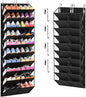 10 Tier Over the Door Shoe Organizer, Hanging Shoe Rack for Closet Door, Holds 20-30 Pairs, Large Pocket Storage for Sneakers Heels Boots, Black