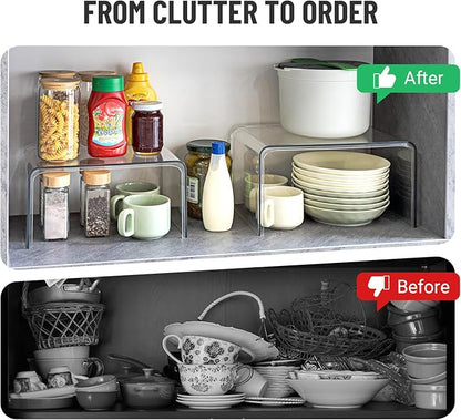 Clear Spice Rack Shelves, Pantry Organizers and Storage Set of 4, Display Shelf Organizer, Room Bathroom Desk Shelf Countertop Organization and Storage, Ideal for Kitchen Cabinet Organizer Shelf