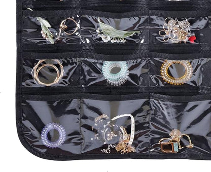 Bloss Hanging Jewelry Organizer for Closet, 80 Pockets Earring Holder Organizer and storage, Earring Organizer Hanging Jewelry Holder Storage for Women Gift, Wall Earring Holder for Girls, Black