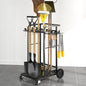 SOYEEZE Garden Tool Organizer with Large Wheels, Heavy Duty 3-Tier Yard Tower Tool Rack for Garage, Holds Up to 35 Long-Handled Tools, Garden Tool Cart with 12 Hooks for Tool Organization Storage