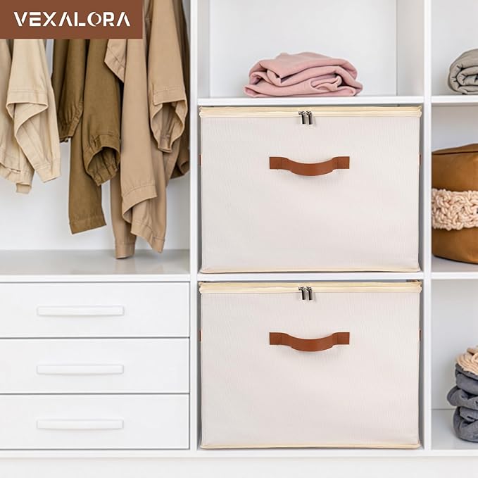 Shoe Organizer for Closet, 3 Pack Shoe Storage Bins with Clear Cover, Adjustable Dividers Fits 24-48 Pairs, Beige