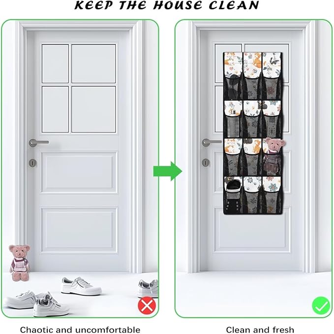 Corgi Behind Door Shoes Hang Holder Rack,Shoe Organizer Door Hanger with 12 Mesh Large Pockets,Space Saver,Unique Print