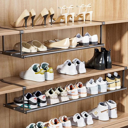 2-Pack Expandable Shoe Rack & Hanging Shoe Organizer, Adjustable Under Shelf Storage for Closet, 16.5"-31.5" Space Saving Rack for Closet Pantry Laundry Room