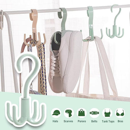 Belt Hanger, 360 Degree Swivel Belt Rack Belt Organizer with 4 Hanging Hooks Closet Accessories Organizer for Belt Tie Scarf Purse