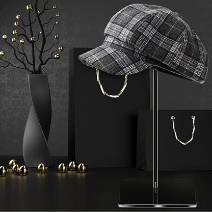 Yookeer 2 Set 12 Inch Clear Acrylic Hat Stands and Wig Display Rack Stands for Multiple Hats Display Tabletop Baseball Caps Watch Tabletop (Square Bottom)