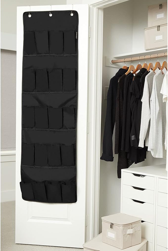 Covermates Keepsakes Over the Door Shoe Organizer – Heavy-Duty Hanging Footwear Storage with 20 Pockets and Stainless Steel Hooks – Space-Saving Closet & Bedroom Organization, Black