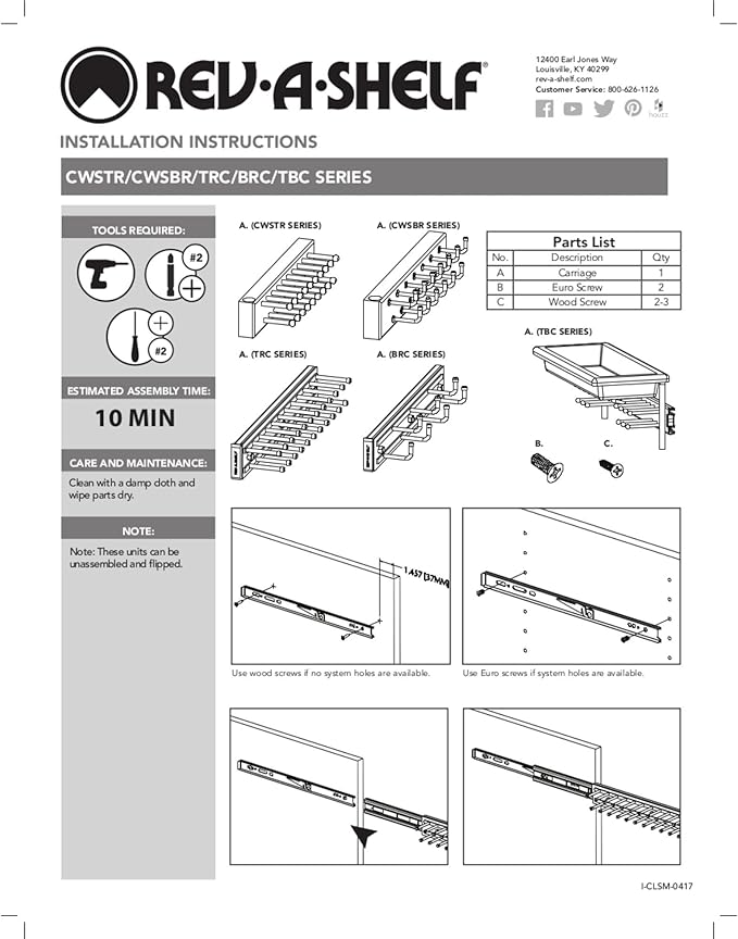 Rev-A-Shelf - BRC-12ORB - 12 in. Oil Rubbed Bronze Pull-Out Belt Side Mount Rack
