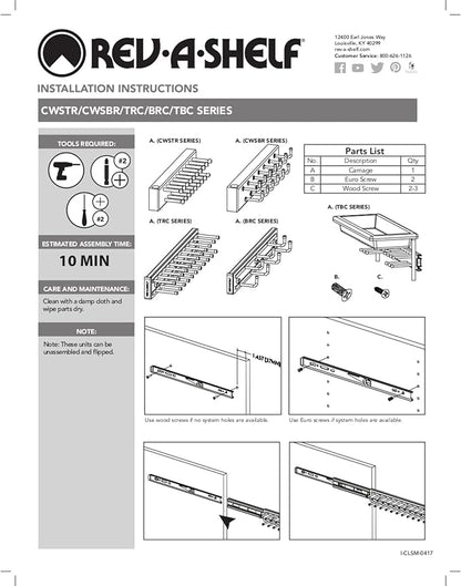 Rev-A-Shelf - BRC-12ORB - 12 in. Oil Rubbed Bronze Pull-Out Belt Side Mount Rack