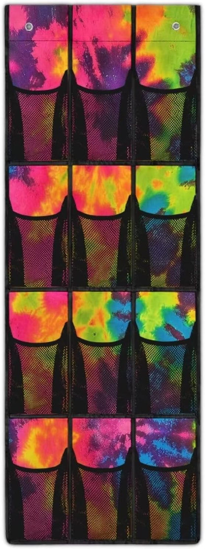 Over The Door Shoe Hanging Organizer for Door Sturdy Oxford Over The Door Shoe Organizer Closet Hanging Shoe Holder Hanger,Tie Dye