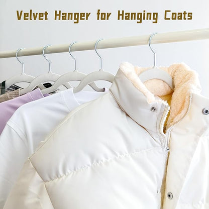 Gray Velvet Hangers 30 Pack, Anti-Slip Slim Space Saving Hangers with 360° Swivel Hook, 17.5 Inch Velvet Clothes Hangers for Coats,Sweater,Jackets,Dresses, Shirts, Suits & T-Shirts (Gray, 30)