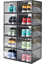 Large Shoe Boxes Clear Plastic Stackable，Drop Front Shoe Box with Clear Door, Shoe Containers For Sneaker Display,Fit up to US Size12