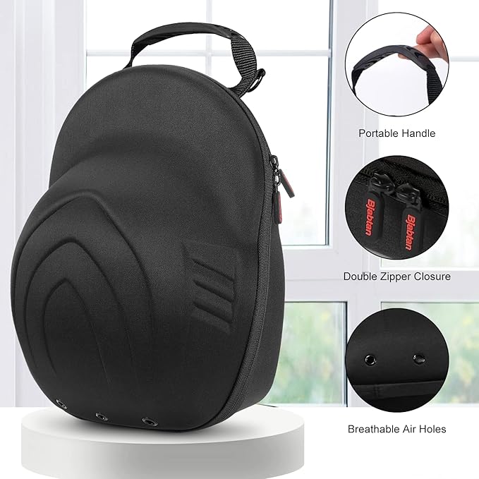 Hard Hat Case for Baseball Caps, Baseball Hat Organizer with Carrying Handle & Shoulder Strap, Hat Carrier Case for Travel, Baseball Hat Organizer Holder for 6 Baseball Caps, Black