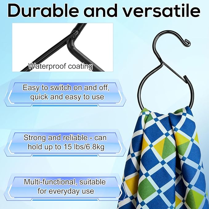 4pcs Belt Hanger, Stainless Steel Belt Organizer Waterproof Tie Hanger Closet Storage Accessory for Scarves Bags Hats Holds Multiple Items (Black)