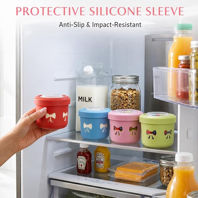 Snack Containers - 4.2 Oz Reusable Condiment Containers with Screw-on Leak Proof Lid | Perfect for Salad Dressing Sauce Dips Lunchbox Picnic Travel Bento Box | BPA-Free | Dishwasher Safe
