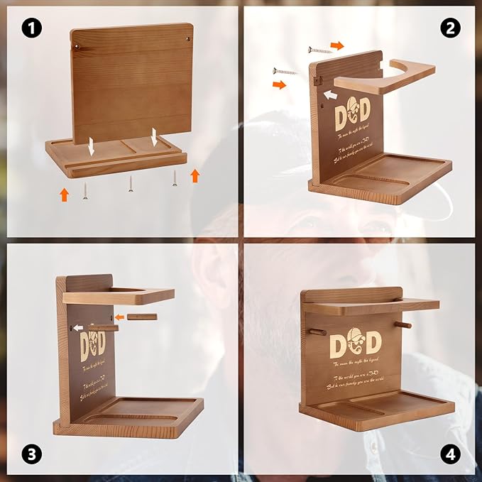 Birthday Gifts Ideas for Dad from Daughter Son,Wooden Hat Holder Display Stand,Hat Rack for Baseball Caps,Best Dad Ever Home Office Organizer Decoration Gifts for Christmas Retirement Fathers Day