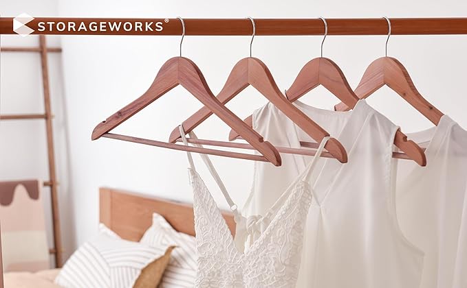 StorageWorks Cedar Wood Clothes Hanger 20 Pack, Wooden Coat Hangers for Shirts, Jackets, Pants, Suits, Sweaters