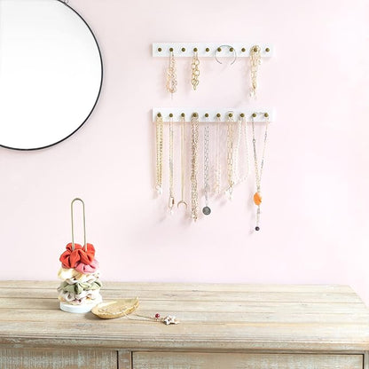 Mkono Set of 4, Necklace Holder Wall Mounted and Makeup Brush Holder Organizer Mini Woven Baskets