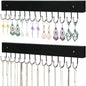 Necklace Holder Wall Mounted Jewelry Organizer - 2 Pack Wooden with 28 Hooks, Hanging Earring & Ring Bracelet Storage, Decorative Space-Saving Jewelry Display (Black)