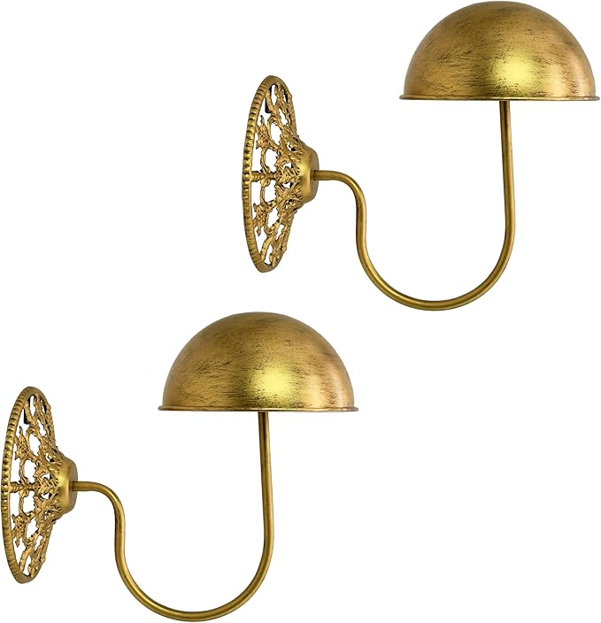 Owlgift Vintage Wall Mount Hat & Coat Rack – Set of 2 – Rustic Gold Decorative Iron Holder for Hats, Scarves, Helmets & Wigs – Retro Entryway Wall Organizer for Home, Store, Restaurant or Hotel Use