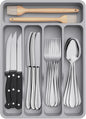 Lifewit Silverware Drawer Organizer Tray, Plastic Cutlery Storage for Kitchen, Flatware and Utensil Holder Divider for Spoons Forks Knives Tableware, 9.1 x 12.6", 5 Slots, Gray