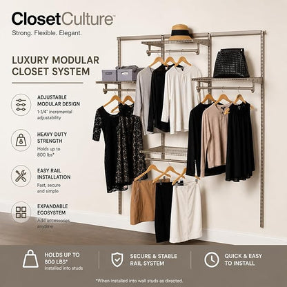 Closet Culture by Knape & Vogt 5.25 in. H x 23.50 in. W x 17.00 in. D Champagne Nickel Shoe Rack Kit for Closet System, 0335-SRK-CN