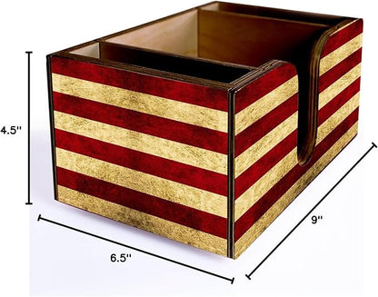 Wooden Utensil Holder Napkin Bar Caddy Parent (American Flag)