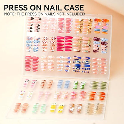 Nails Storage Box with Stand for Fake Nail,Large Empty Nail Box Case Use for Press On Display & Storage,Nail holder for Painting Practice,Acrylic Nail Display Stand for Design Home