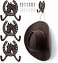 3 Pack Cast Iron Coat Hooks, Rustic Double Wall Hooks, Horse Head Horseshoe Hook, Wall Mounted Farmhouse Coat Hangers, Barn Storage Decor Gift with Screws for Towels, Hats, Keys, Bags, Caps