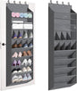 Over The Door Shoe Organizer - 8-Shelves Hanging Shoe Rack with Exlarge Deep Pockets | Behind Door Space Saving for Apartments, Dorms, RV Closets | Anti-Slip Oxford Fabric (14-Pocket, Gray)