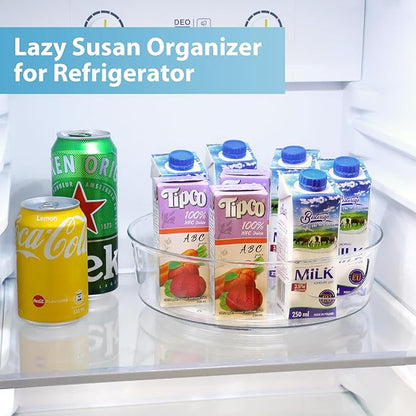 Guzon 6 Pack Lazy Susan Turntable for Cabinet, 10 Inch Lazy Susan Organizer with Handles and High Sides, Clear Rotating Organizer for Kitchen, Pantry, Dresser, Refrigerator, Bathroom, Table, Fridge