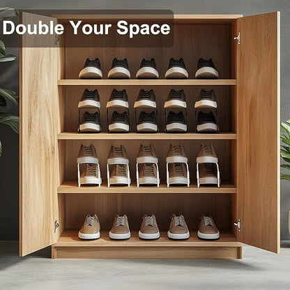 20Pack Shoe Slots Organizer Metal Shoe Stacker Shoe Storage Organizers for Closet Space Saver 50% Shoe Rack Holder for a Pair of Shoes (White)