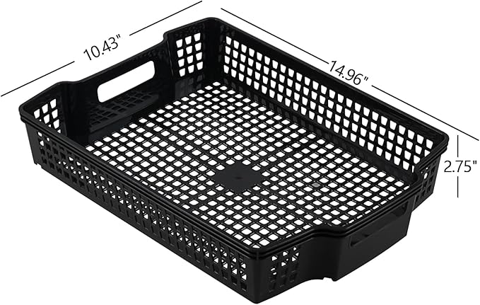Rosebloom Plastic Stackable Storage Tray Baskets, Plastic Paper Tays, 6 Packs