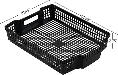 Rosebloom Plastic Stackable Storage Tray Baskets, Plastic Paper Tays, 6 Packs