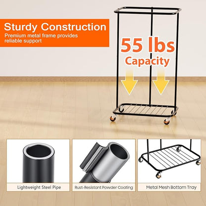 100L Laundry Hamper with Lid, Rolling Laundry Basket with Wheels, Large & Tall Dirty Clothes Hamper with Metal Frame and Removable Bag for Bedroom Aesthetic, Laundry Room, Bathroom, Dorm-Black