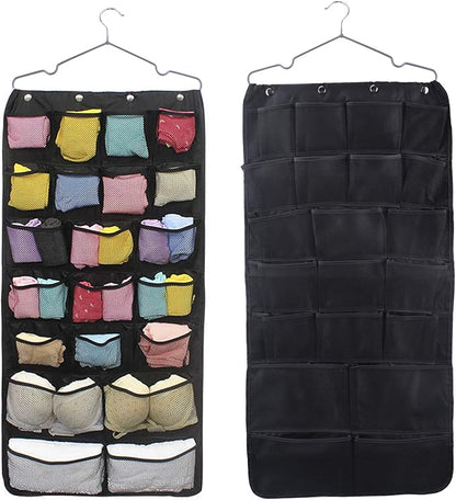 Oxford Hanging Closet Organizer for Underwear, Stocking, Bra and Sock, Dual-Sided Space Saving Storage Holder with 42 Pockets