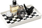 Texture Checkered Surface 10"×6"×1" Bathroom Vanity Tray for Countertop- Ceramic Decorative Organizer Tray for Dresser Top, Toilet, Perfume, Sponge Holder Soap Dish Dispenser for Kitchen Counter