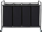 STO STO Laundry Sorter 4 Section, 4 Bag Clothes Hamper, Rolling Laundry Cart Basket with Heavy Duty Lockable Wheels and Removable Bag for Laundry Room, Bedroom, Closet, Black