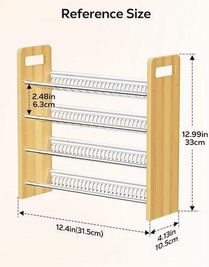 Nieifi Transparent & Wooden Spice Rack Rustproof, without Seasoning Jars,4-Tier ABS Plastic Spice Rack Organizer for Cabinet and Countertop,Thickened Corrosion-Resistant-Tiered Spice Rack