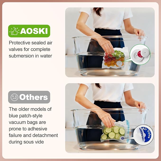 Reusable Vacuum Sealer Bags for Food: 20Pcs (10.24 * 11.02in) BPA-Free Vacuum Seal Bags & 5 Seal Clips, Plastic Clear Freezer Safe Vacuum Food Storage Bags, Microwaveable Zipper Bags for Kitchen