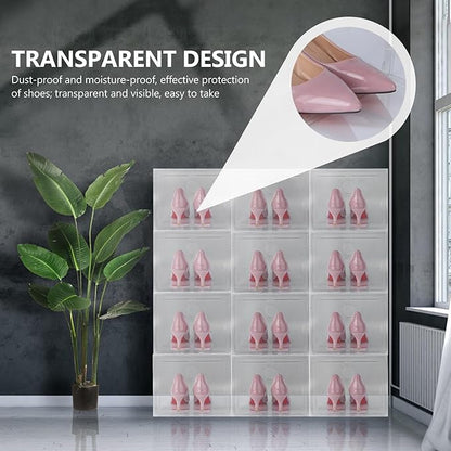 BESPORTBLE Stackable Plastic Shoe Storage Box 34x18x25cm, Dustproof and Anti-oxidation Sneaker Organizer for Home Closet, Sturdy Footwear Storage Case with Front Opening