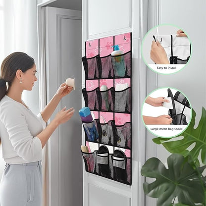 Cat Paw Over The Door Shoe Organizers with 12 Mesh Pockets Baby Organizer Storage Hanging Shoe Organizer Shoe Holder Rack for Toddler Girl Room Baby Room Craft Room Bedroom