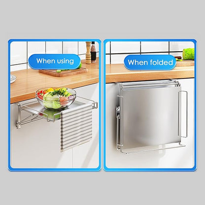 Cabinet Door Organizer – Foldable Storage Hanger with Stainless Steel Frame | Compact Adjustable Organizer Space Saving Design for Cabinet Door Home Kitchen Bathroom Shelving