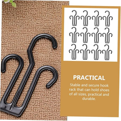 Cabilock 12Pcs Sturdy Plastic Shoes Hanging Hooks Multi Functional Shoe Organizer for Convenient Drying Portable Shoe Rack Hanger for Home Travel Storage Compact Design