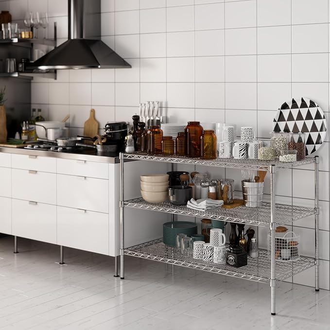 24" Deep x 48" Wide x 34" Height Wire Shelving Kit | 3-Tier | NSF Commercial Storage Rack Unit