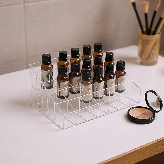 3Pack Essential Oil Holder,24Slots Plastics Essential Oil Storage,for Bottles Perfumes and Nail Polish Shelf,Essential Oil Organizer,Makeup Storage Rack